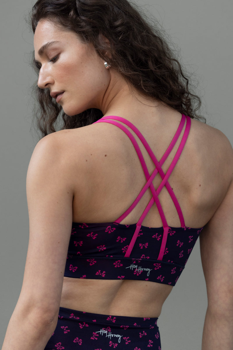 Criss-Cross Bra Print Bows | Hey Honey Yoga & Active Wear
