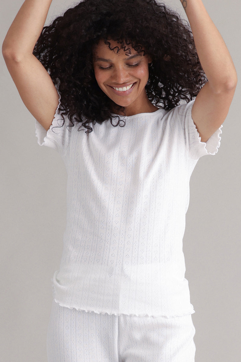 T-Shirt Pointelle White | Hey Honey & Active Wear