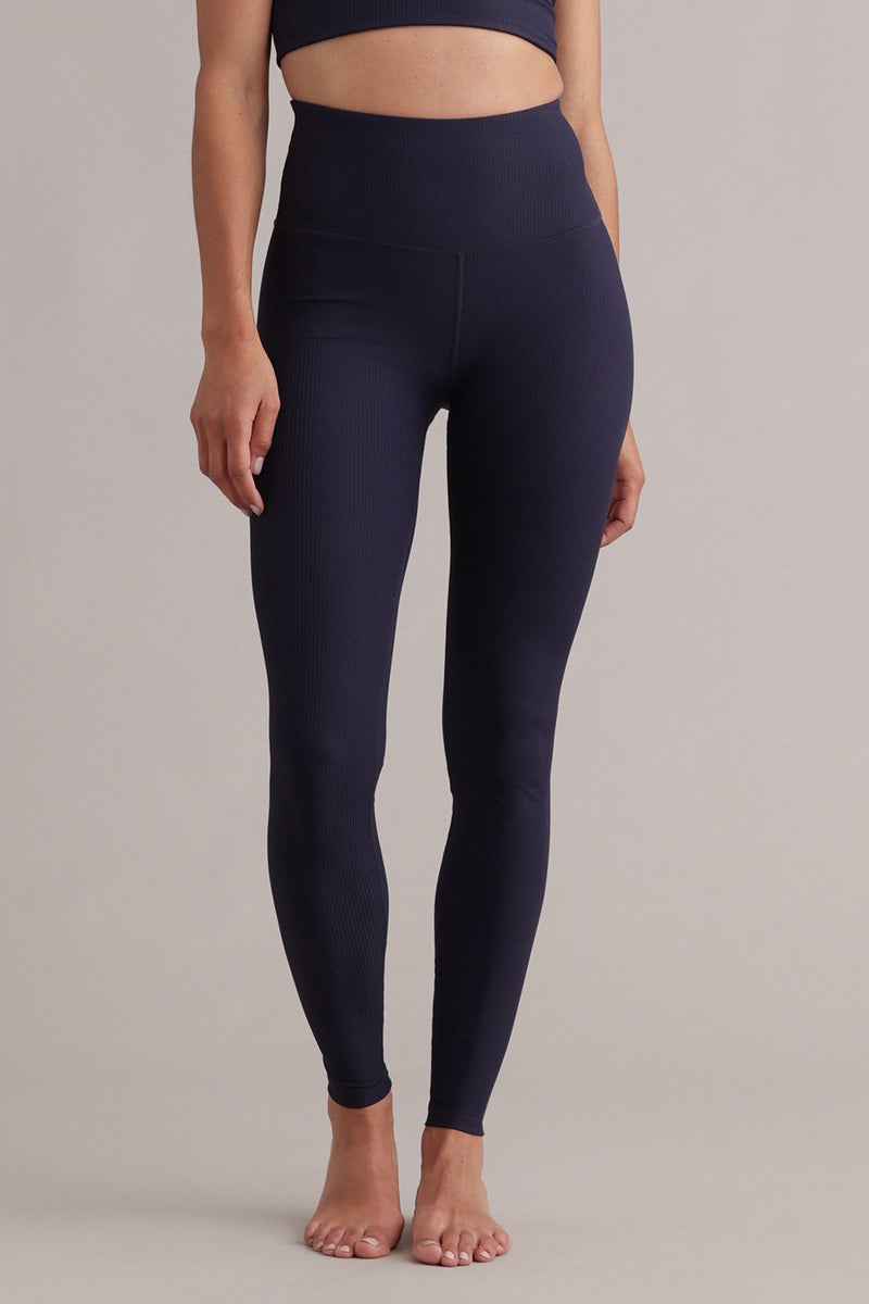 High-Waist Leggings Ribbed Baritone Blue | Hey Honey & Active Wear