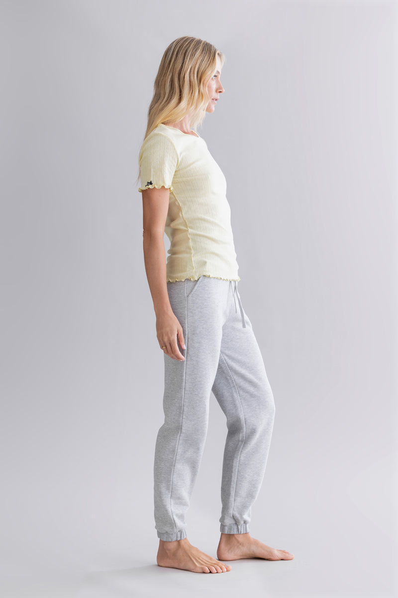 Pointelle T-Shirt Pastel Yellow | Hey Honey & Active Wear