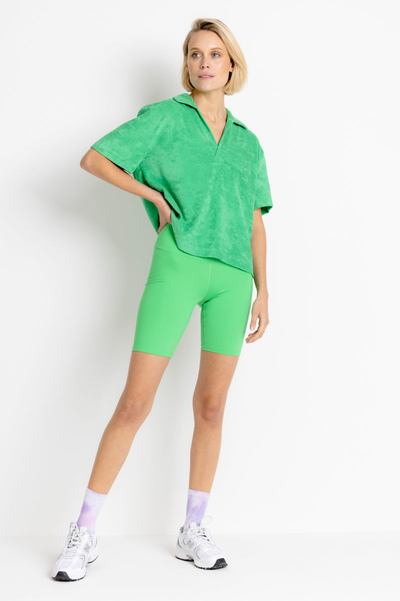 Terry Shirt Polo Island Green | Hey Honey Yoga & Active Wear