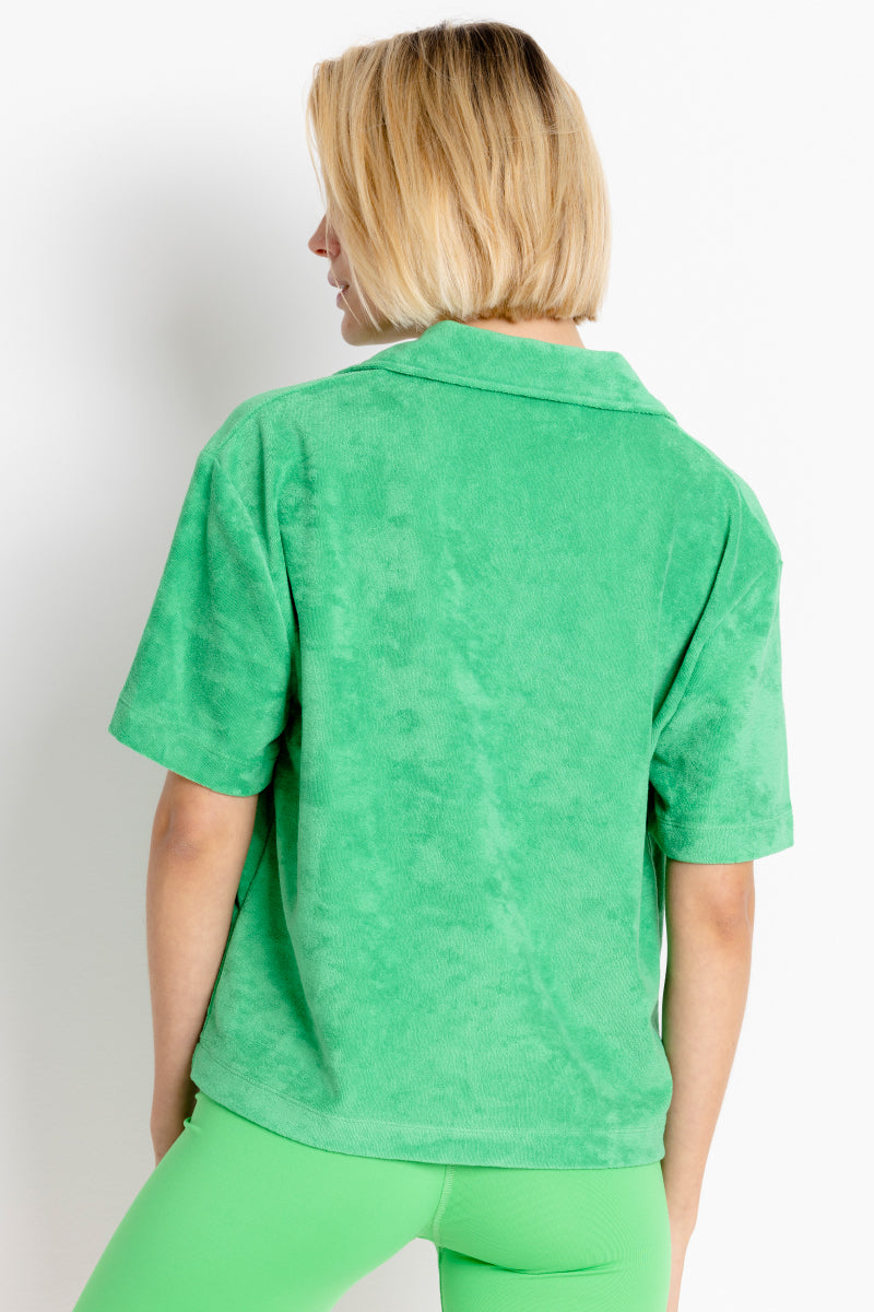 Terry Shirt Polo Island Green | Hey Honey Yoga & Active Wear