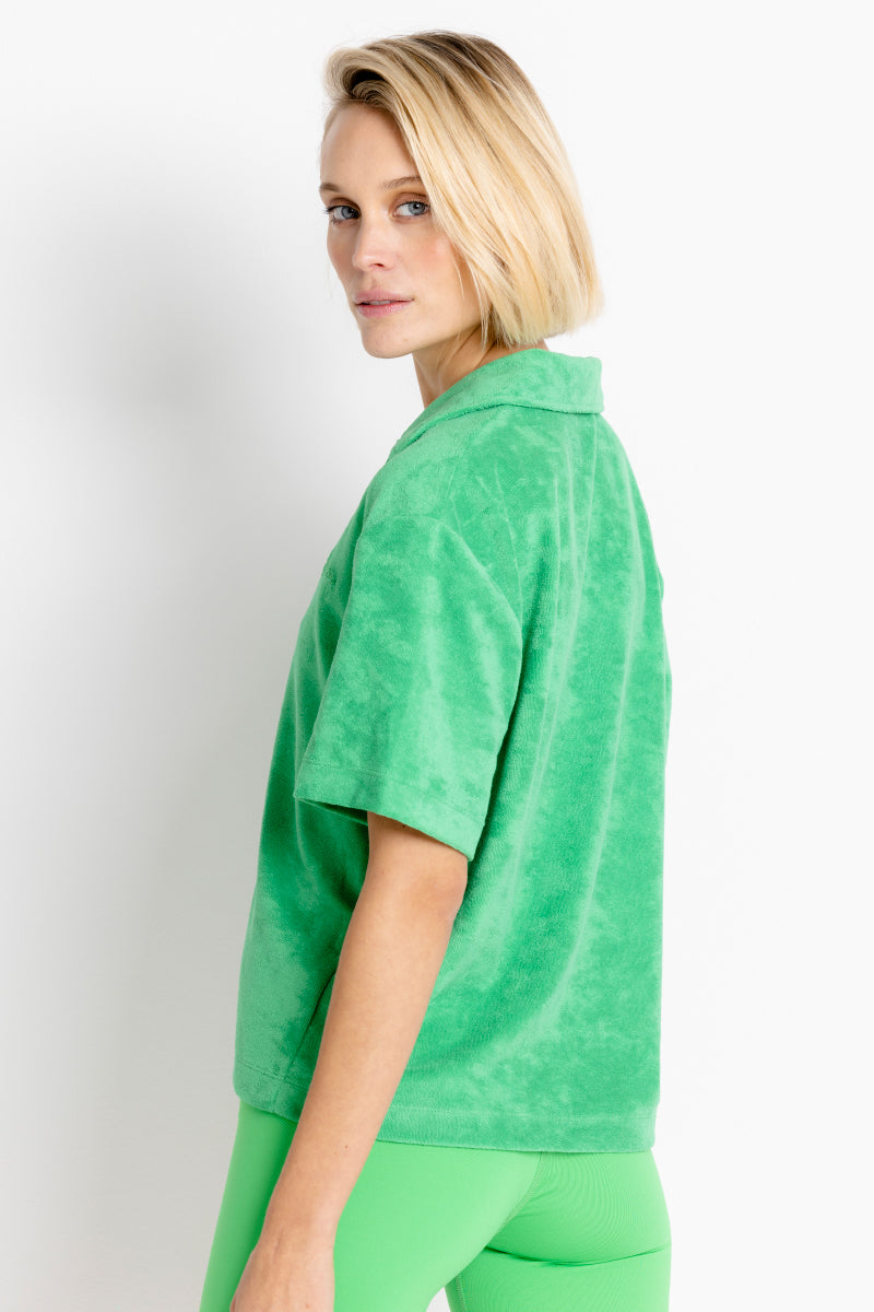 Terry Shirt Polo Island Green | Hey Honey Yoga & Active Wear