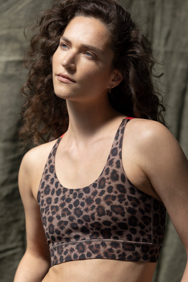 Criss-Cross Bra Leo Cocoa | Hey Honey Yoga & Active Wear