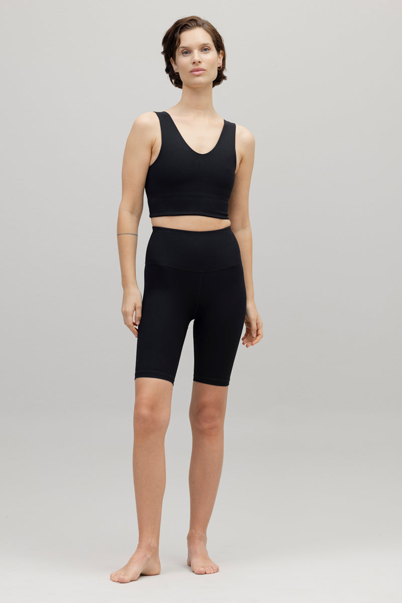High-Waist Biker Ribbed Black | Hey Honey & Active Wear