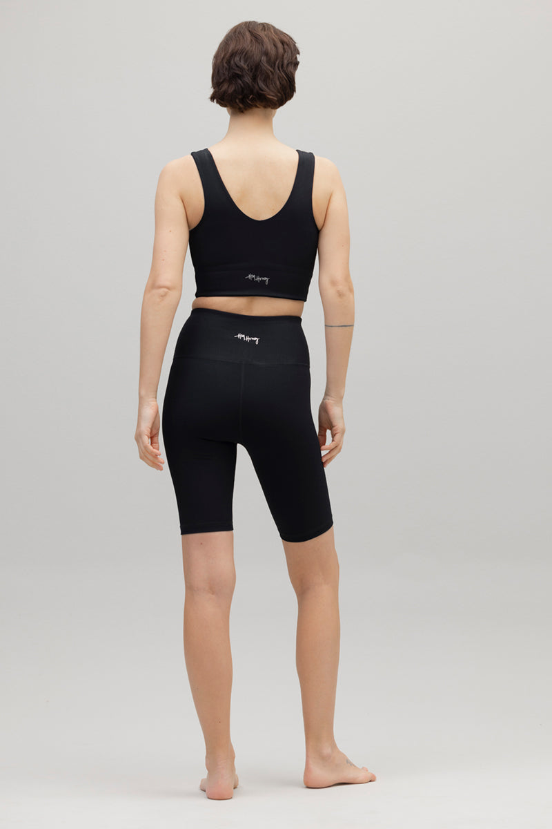 High-Waist Biker Ribbed Black | Hey Honey & Active Wear