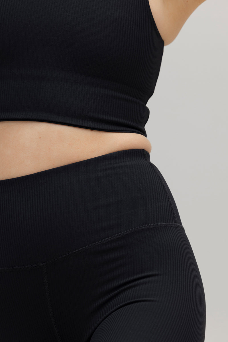 High-Waist Biker Ribbed Black | Hey Honey & Active Wear