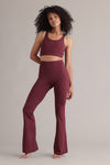 High-Waist Flared Leggings Always Dressed Italian Plum | Hey Honey & Active Wear