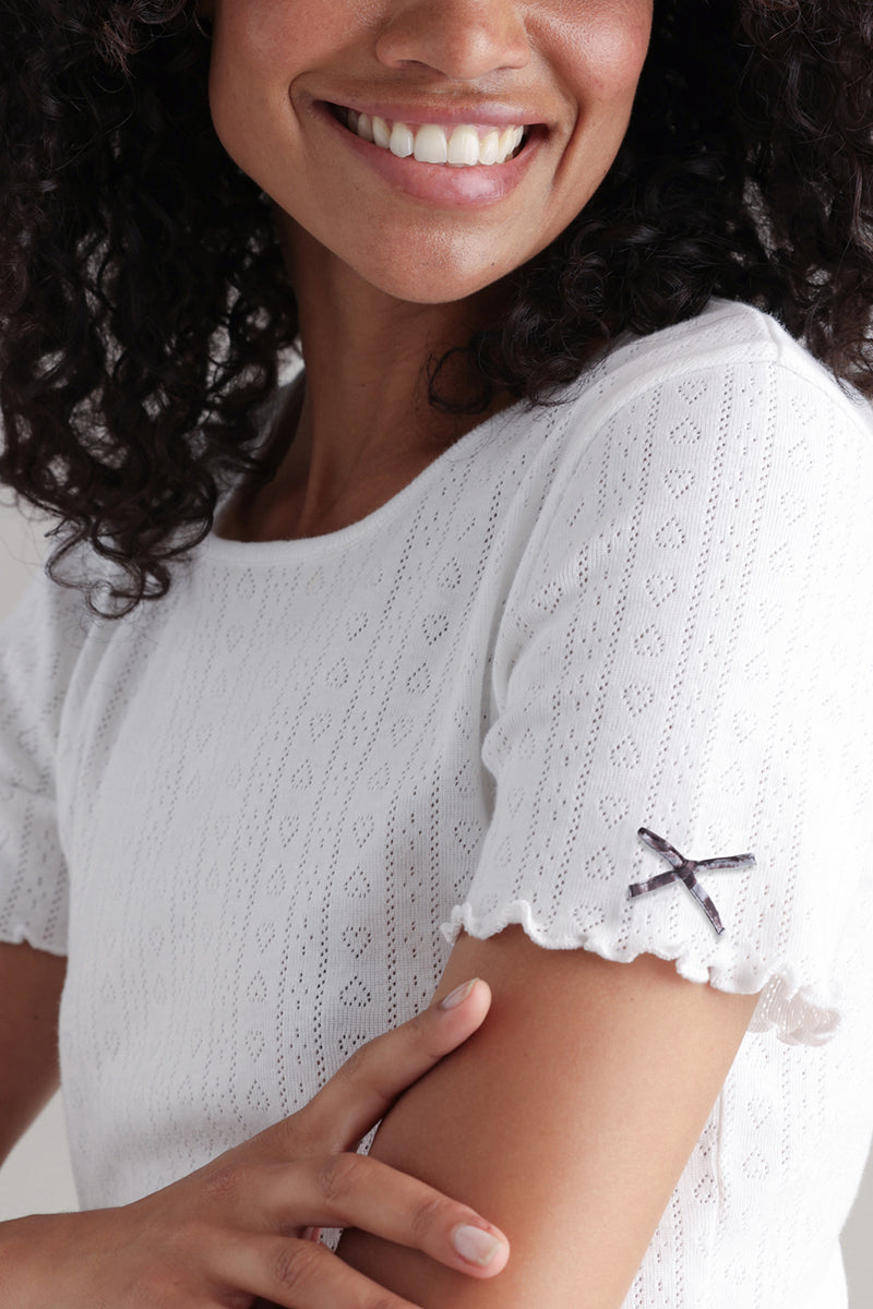 T-Shirt Pointelle White | Hey Honey & Active Wear