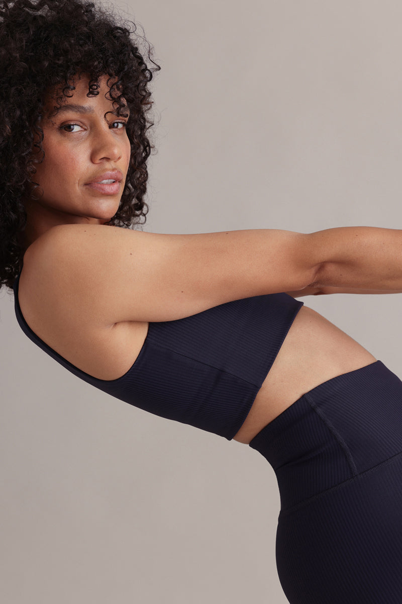 High-Waist Leggings Ribbed Baritone Blue | Hey Honey & Active Wear