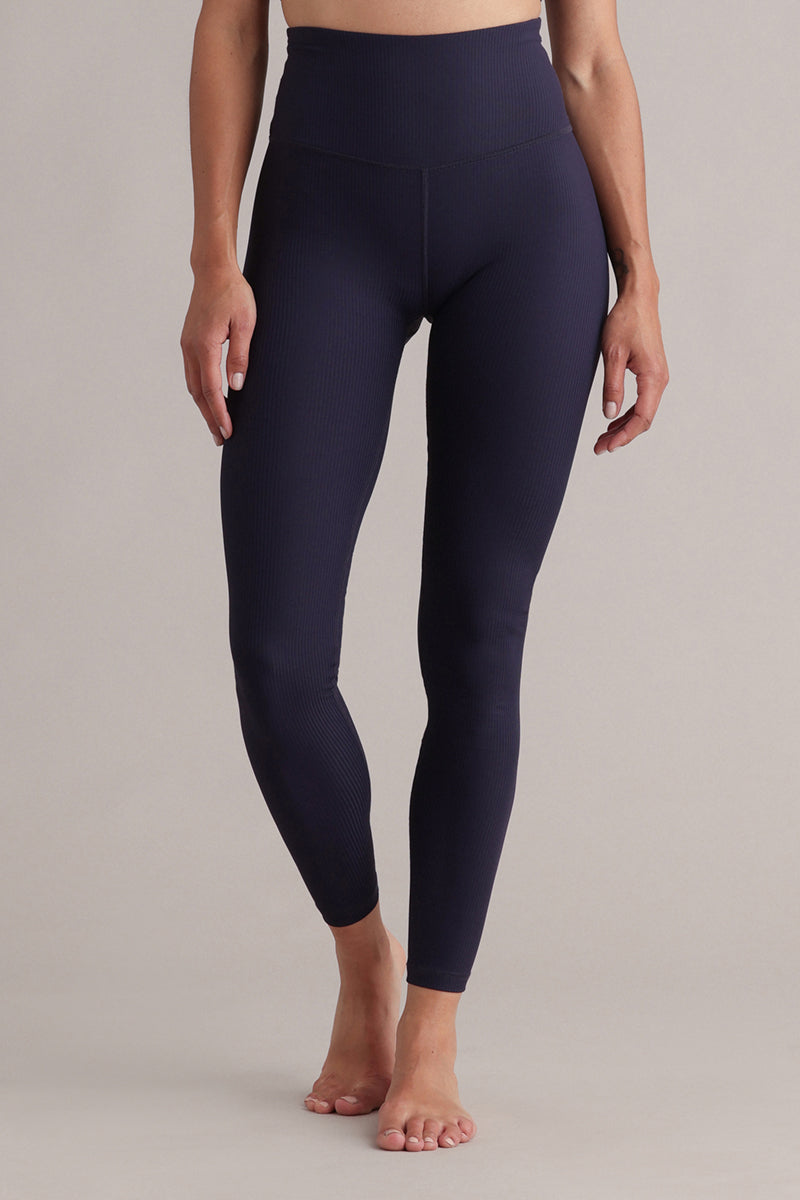 High-Waist Cropped Leggings Ribbed Baritone Blue | Hey Honey & Active Wear