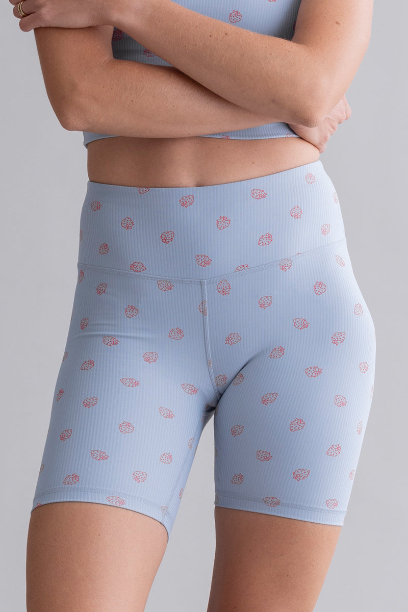 High Waist Biker Ribbed Juicy Dusty Blue | Hey Honey & Active Wear