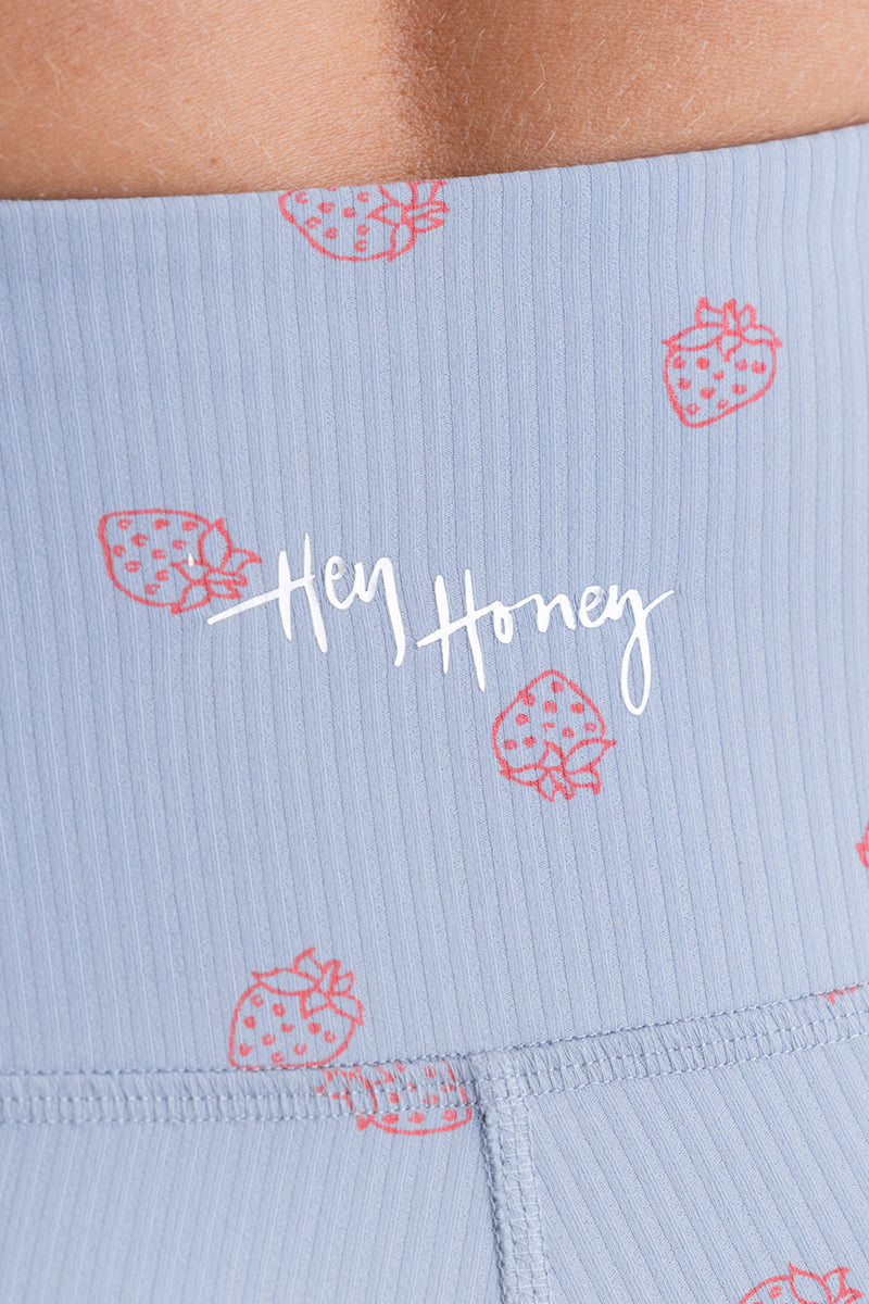 High Waist Biker Ribbed Juicy Dusty Blue | Hey Honey & Active Wear