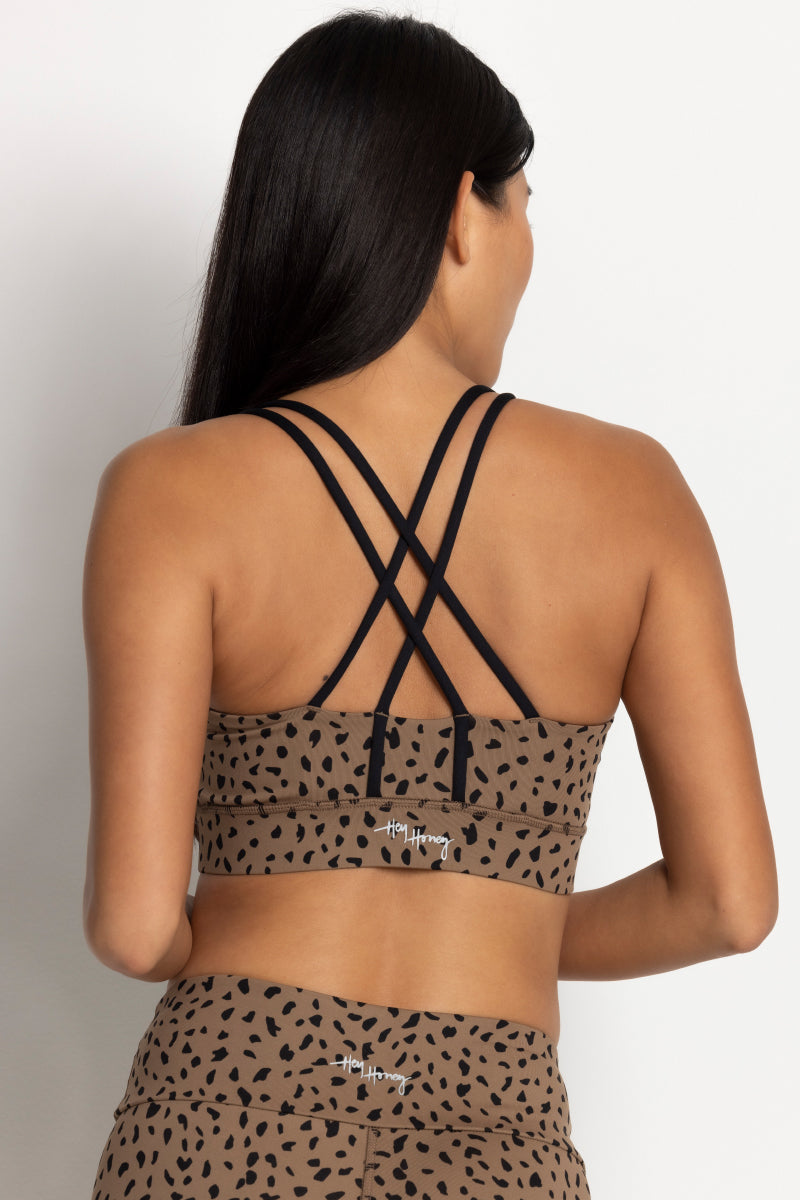 Criss-Cross Bra Print Lessismore Caribou | Hey Honey Yoga & Active Wear